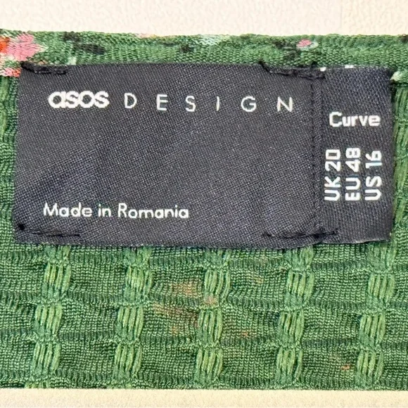 ASOS Design Curve Textured Faux Wrap Mini Dress With Peplum - Picture 13 of 14